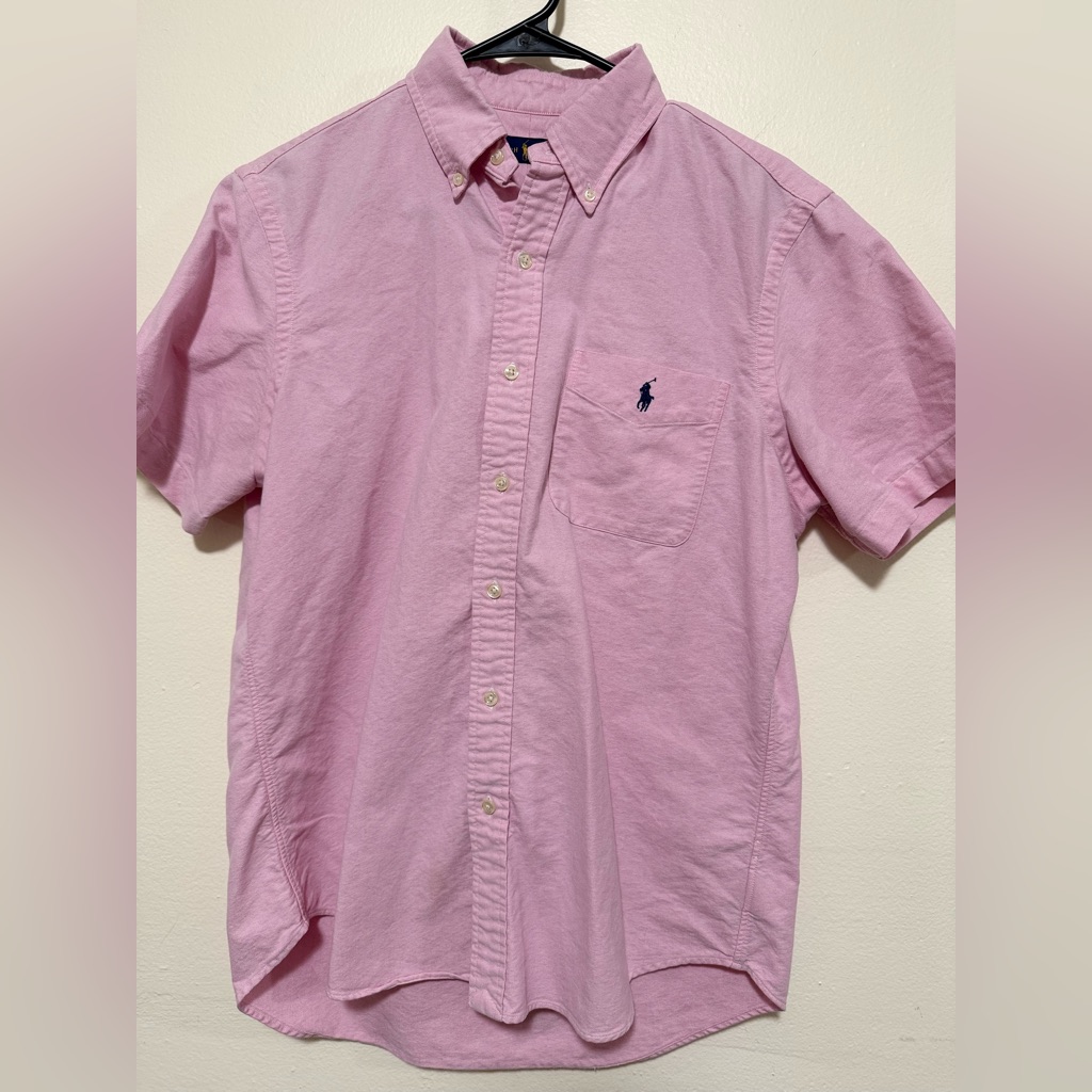 Polo Ralph Lauren New Oxford Men Size Medium Button Down Pink Shirt Cotton